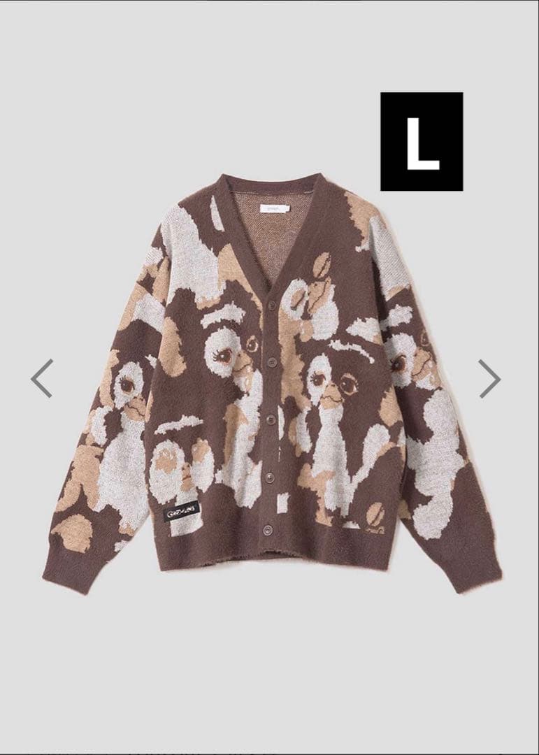 グラニフ　グレムリン　ギズモ ハニカミ パターンジャカードＶネックカーディガン