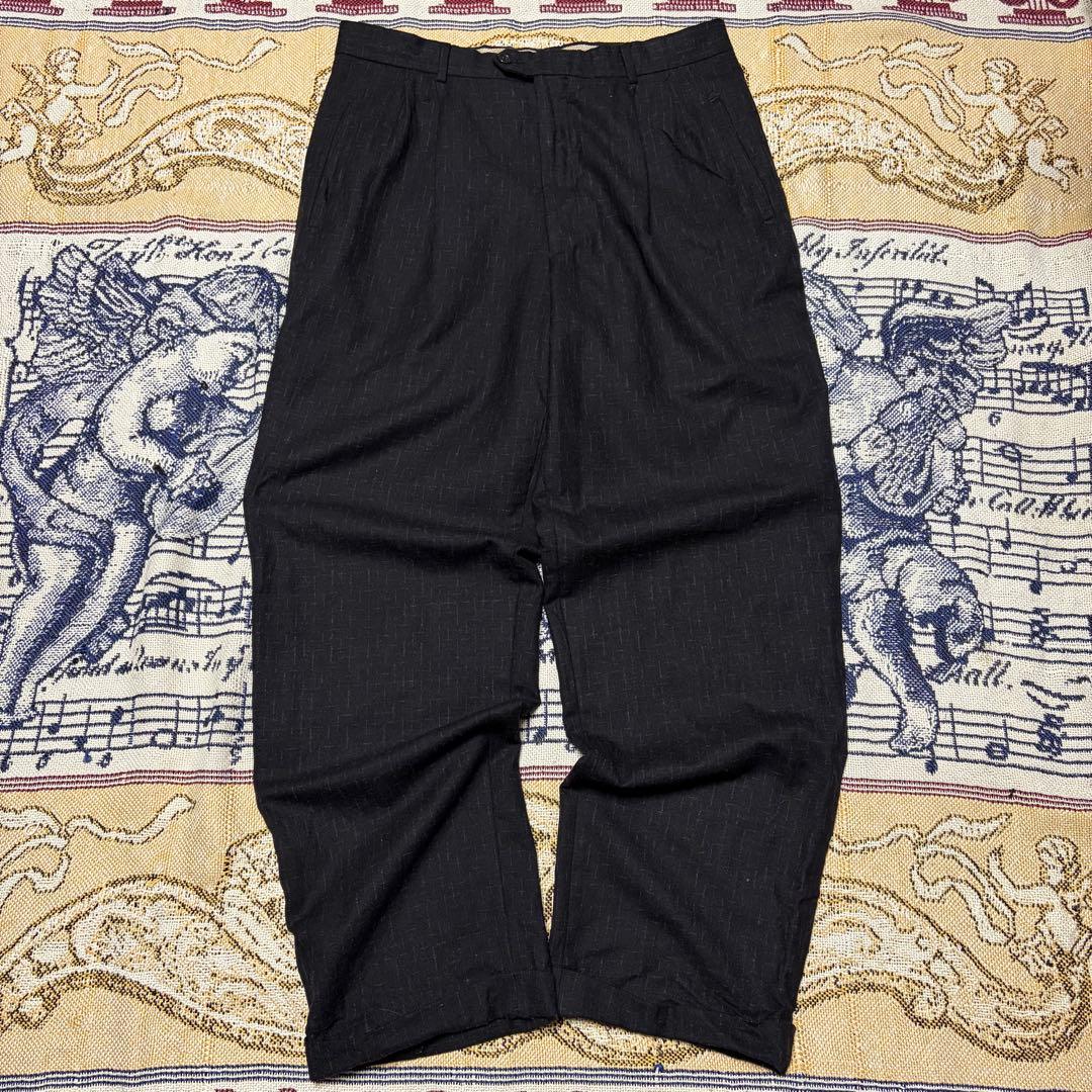 creator 80s 90s wool 絣 slacks 黒×白 50s