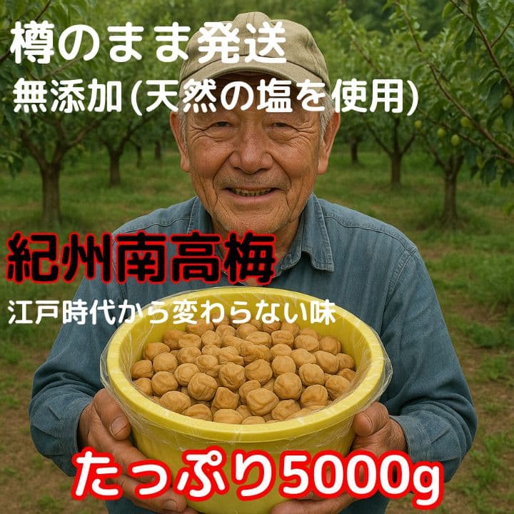 価格高騰！農家直送！紀州南高梅 樽 5000g 無添加 和歌山 紀州 白梅