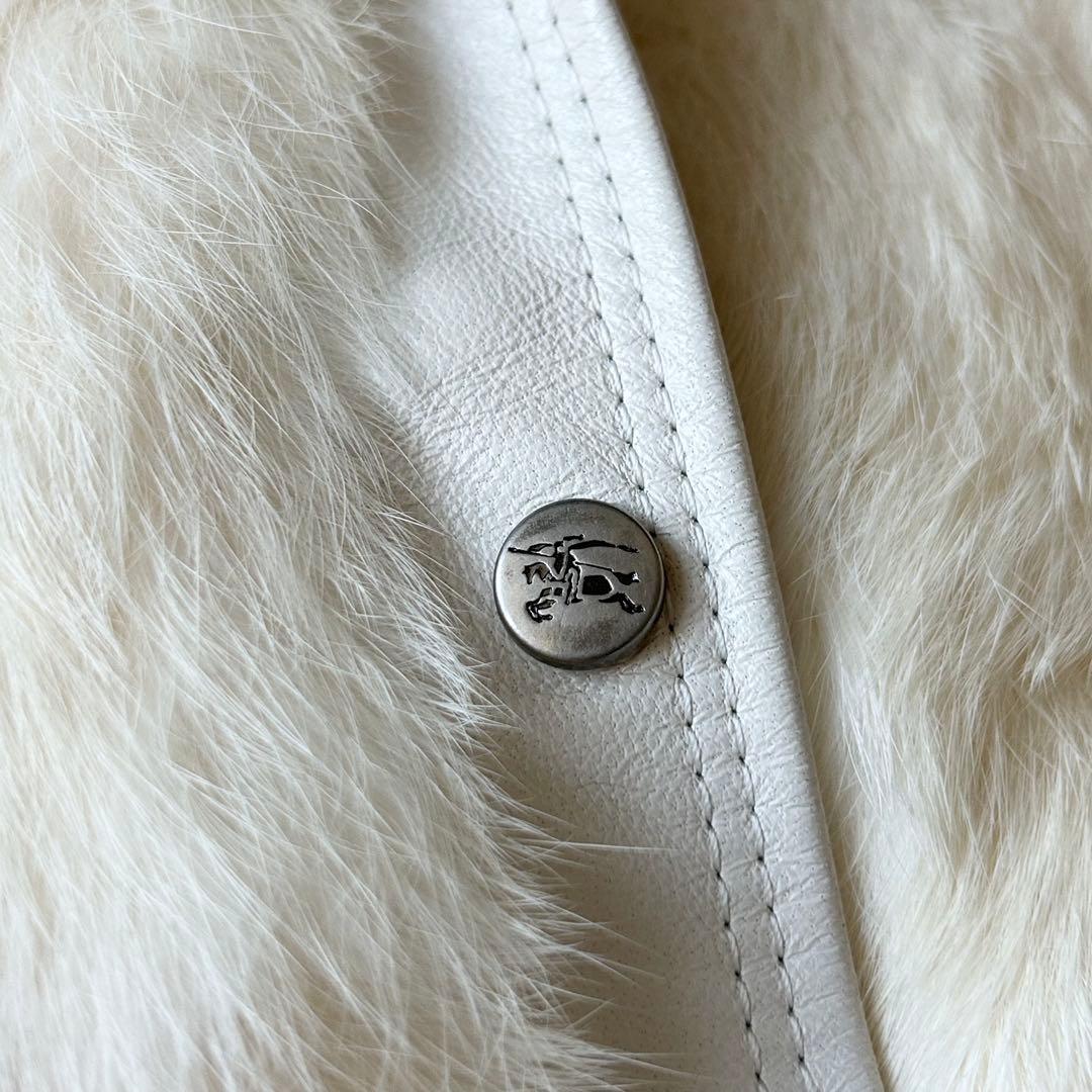 3049y未使用級 バーバリーブルーレーベル ラビットファーブルゾン 白 コート