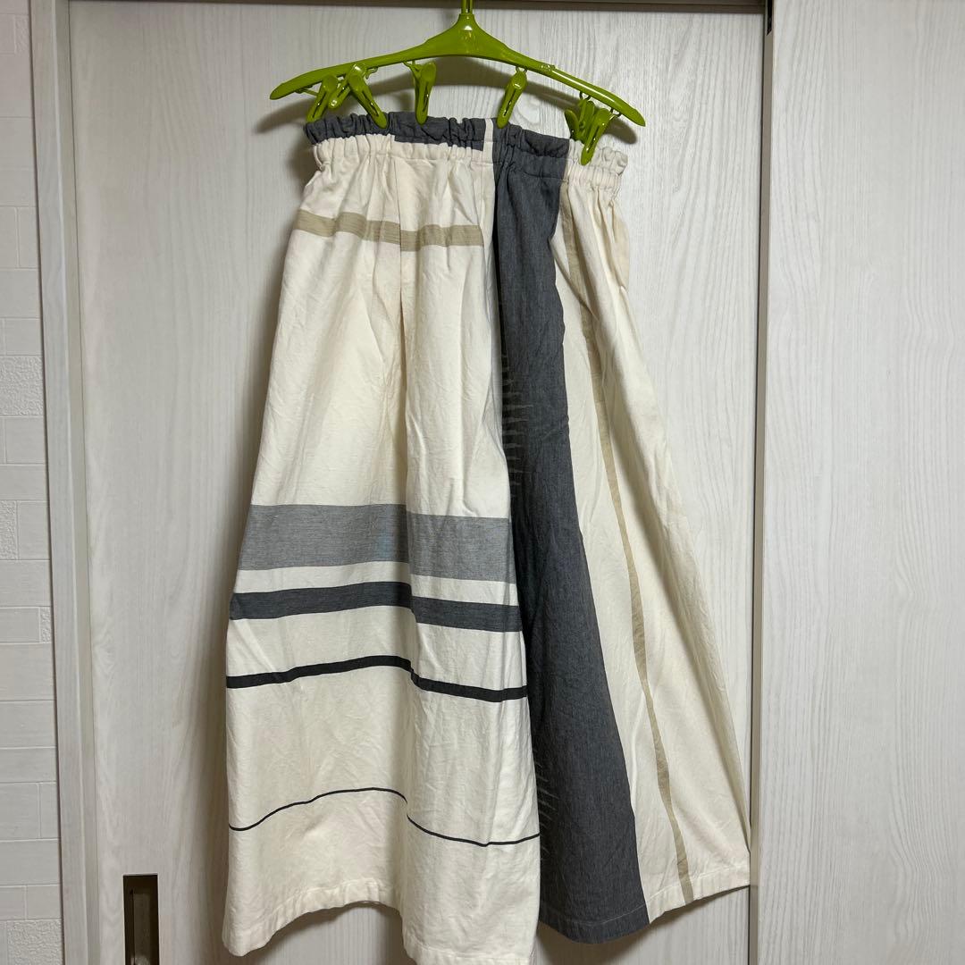 Tamaki niime タマキニイメ　ワイドパンツ　コットン　ホワイト　グレー