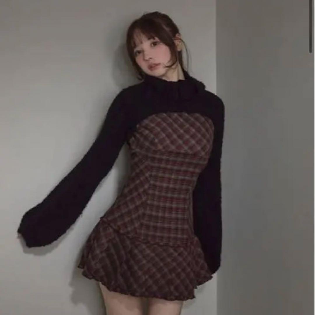 ワンピース andmary Lulu check set mini dress red