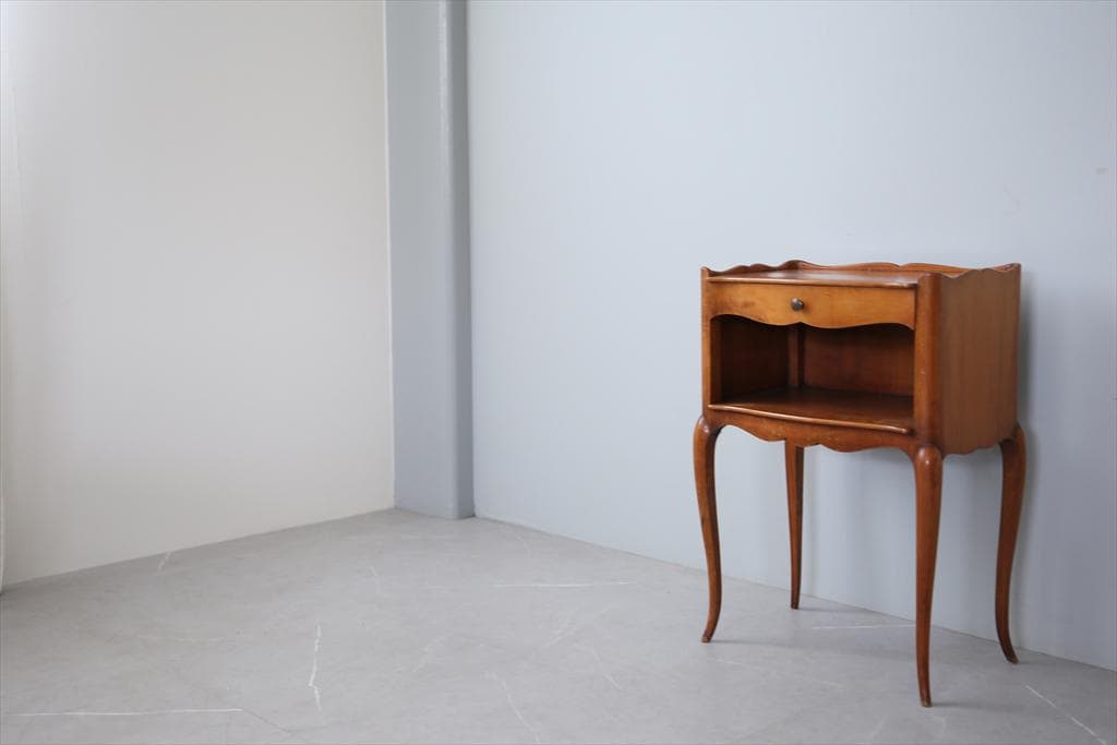 フランスアンティーク猫脚ナイトテーブル/木製キャビネット机飾り棚(82-14)