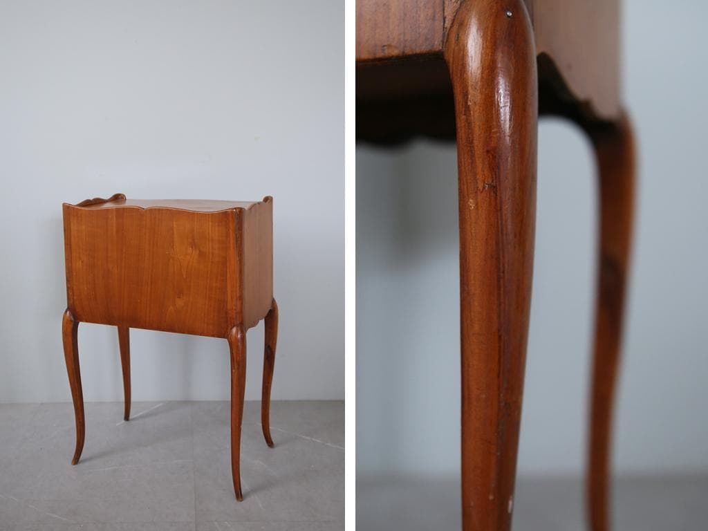 フランスアンティーク猫脚ナイトテーブル/木製キャビネット机飾り棚(82-14)