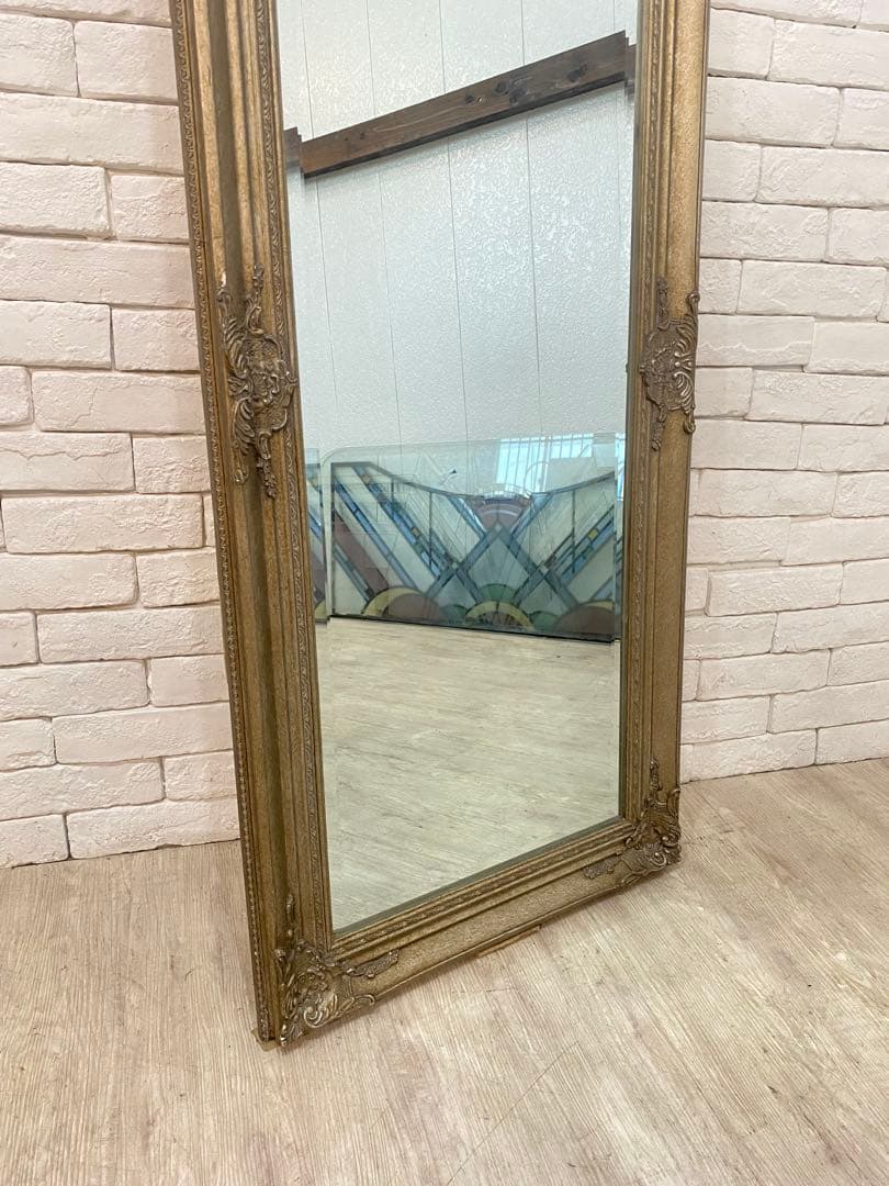 【東京都内23区配送無料】アンティーク　鏡　ミラー　姿見　ビンテージ　什器　店舗