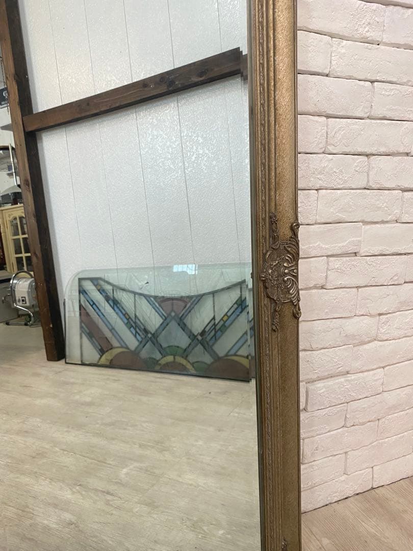 【東京都内23区配送無料】アンティーク　鏡　ミラー　姿見　ビンテージ　什器　店舗