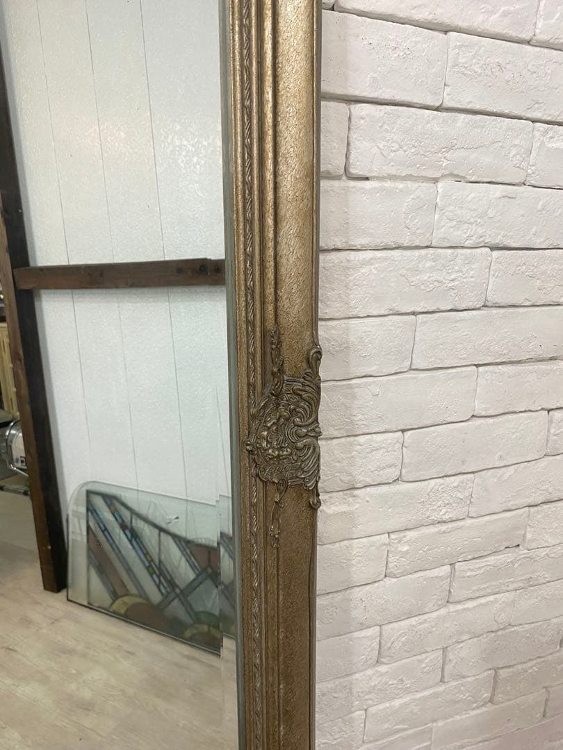 【東京都内23区配送無料】アンティーク　鏡　ミラー　姿見　ビンテージ　什器　店舗