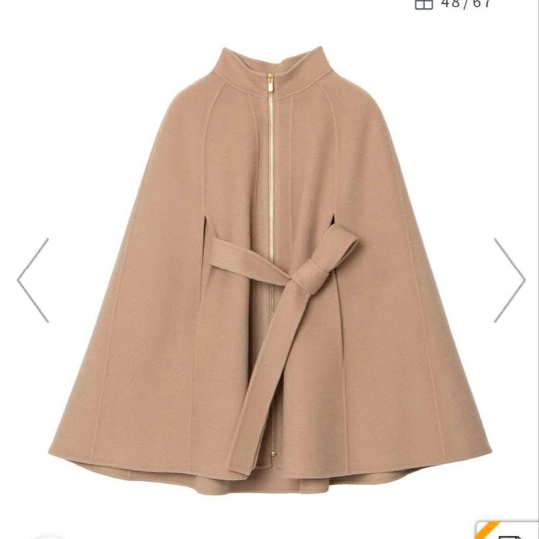 【美品】ANAYI シャルムビーバーミドルケープコート　キャメル