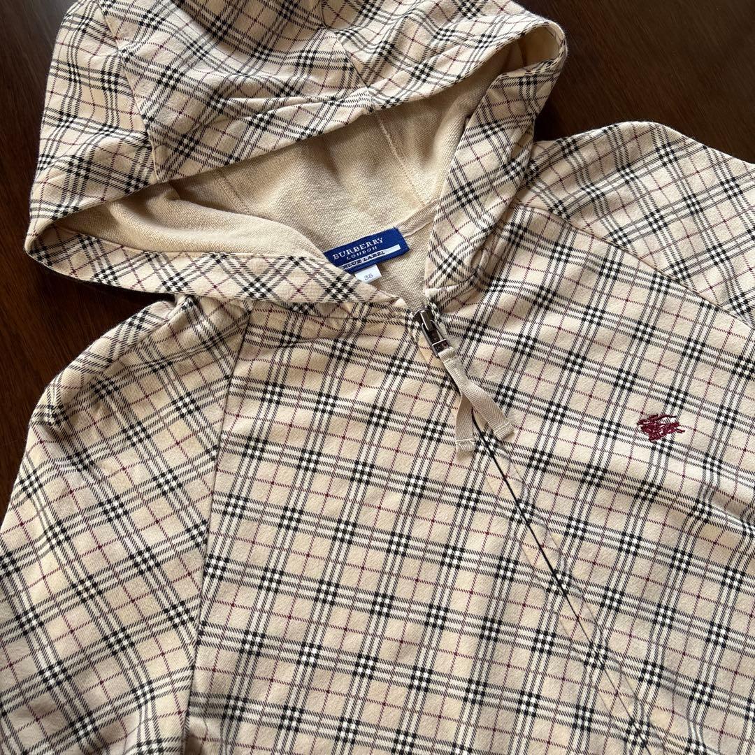 希少 バーバリーブルーレーベル　ノバチェック　ジップアップ　パーカー