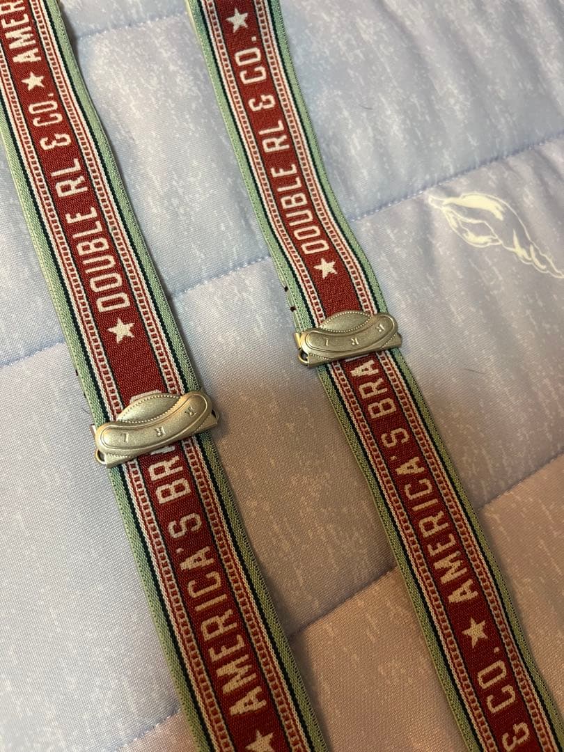 DOUBLE RL & CO. サスペンダー 赤緑ストライプ