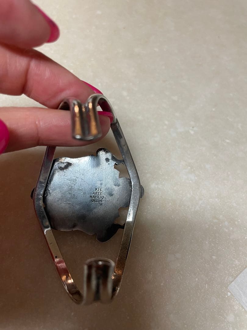 エナメル装飾 シルバーバングル