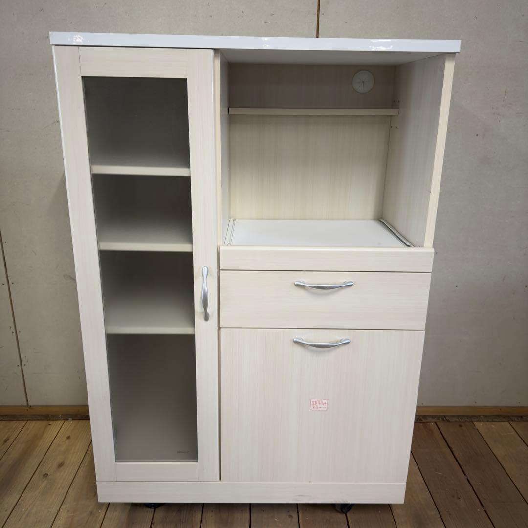 【1033】【美品】ホワイト木製食器棚