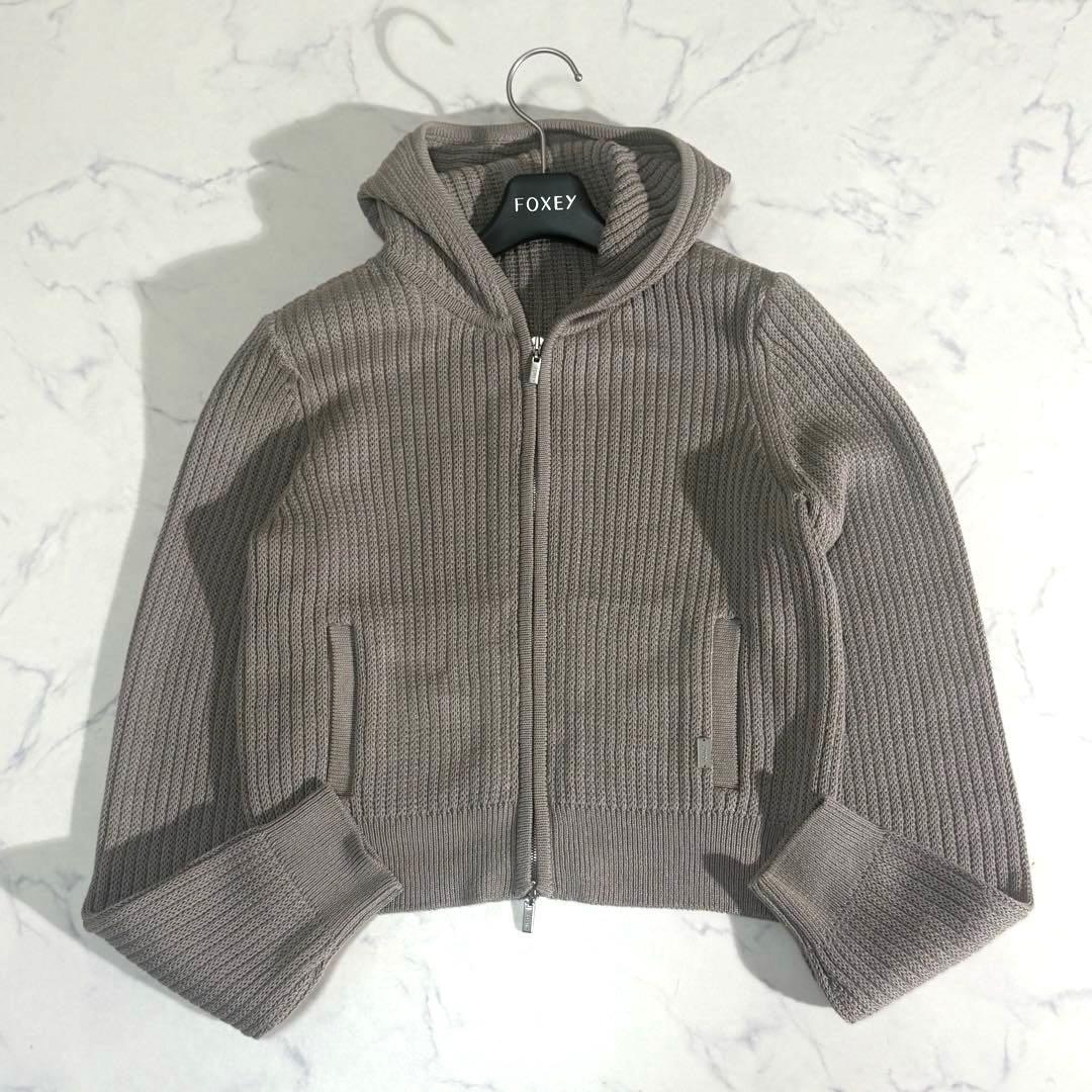 美品　FOXEY HoodieFan シルク混　ダブルジップ　パーカー