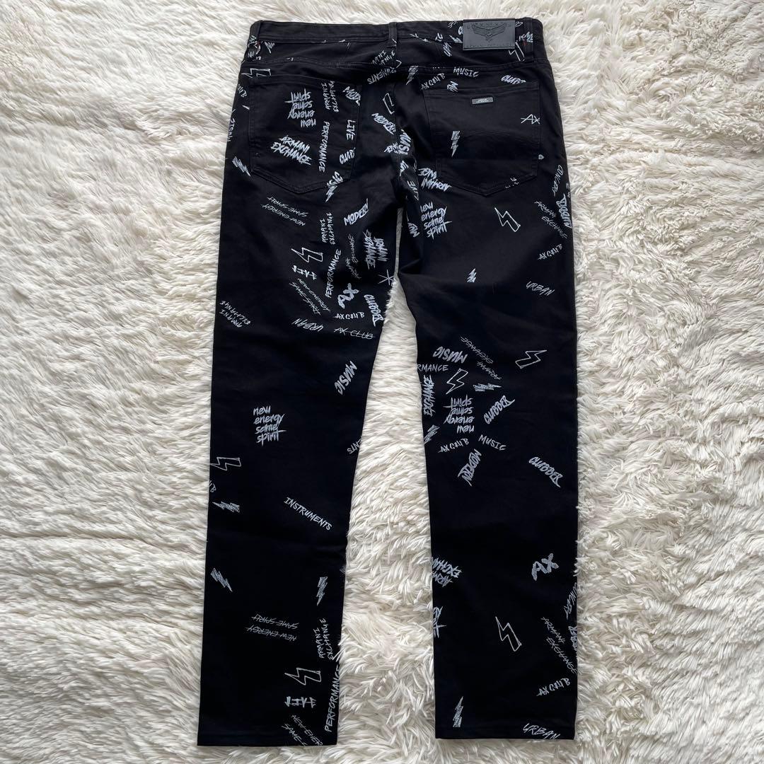 極美品✨アルマーニエクスチェンジ　デニムパンツ　ストレッチ　イーグル　黒　XL
