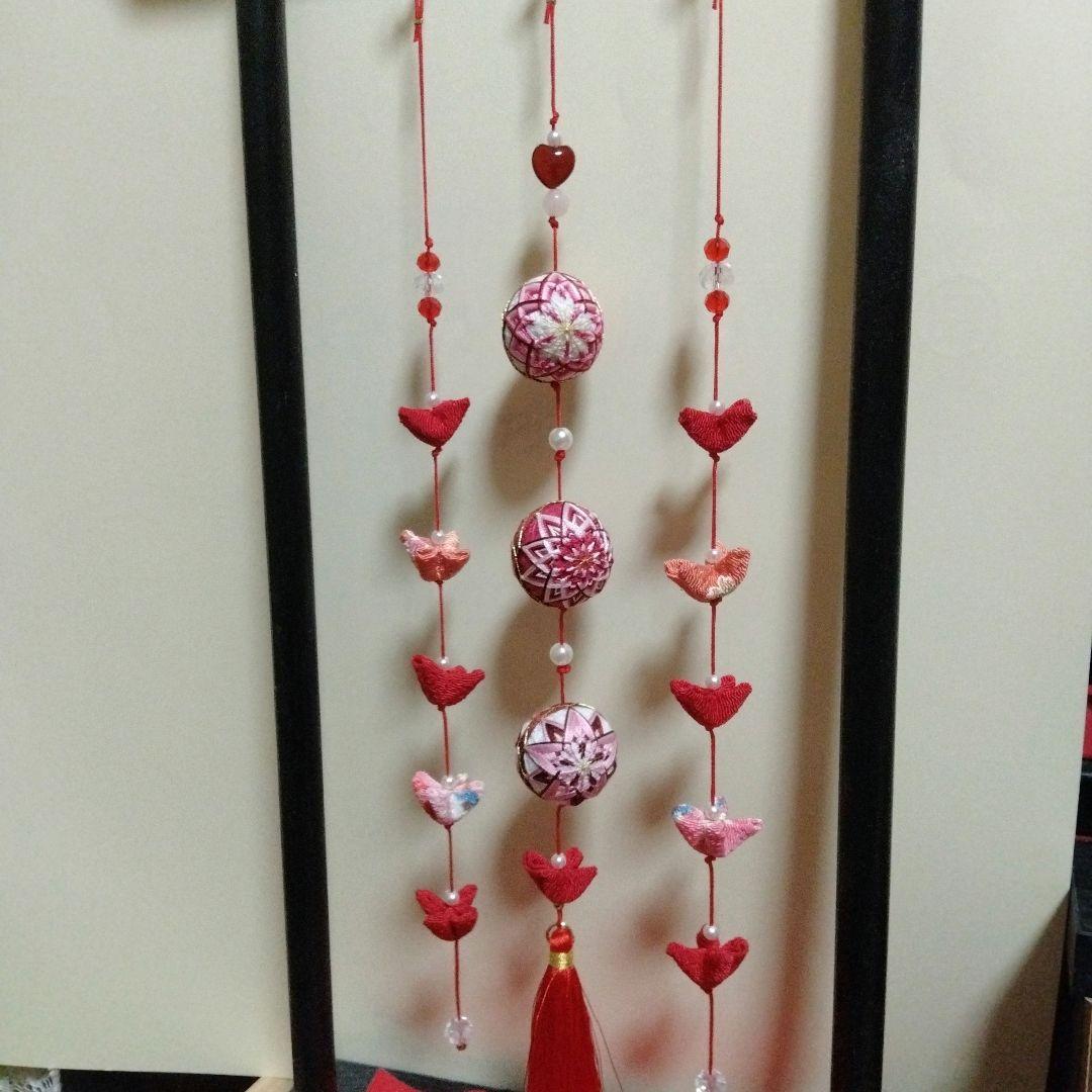 Muriel　絹糸　小さな手まり　ストラップ　バッグチャーム　つるし飾り