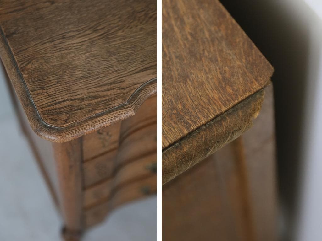 フランスアンティーク猫脚4杯ドロワー/木製チェスト/タンス/飾り棚(90-94)