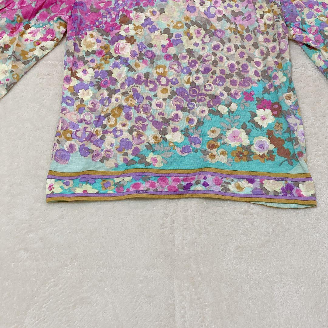 【新品】タグ付き LEONARD レオナール ファー付き カーディガン シルク