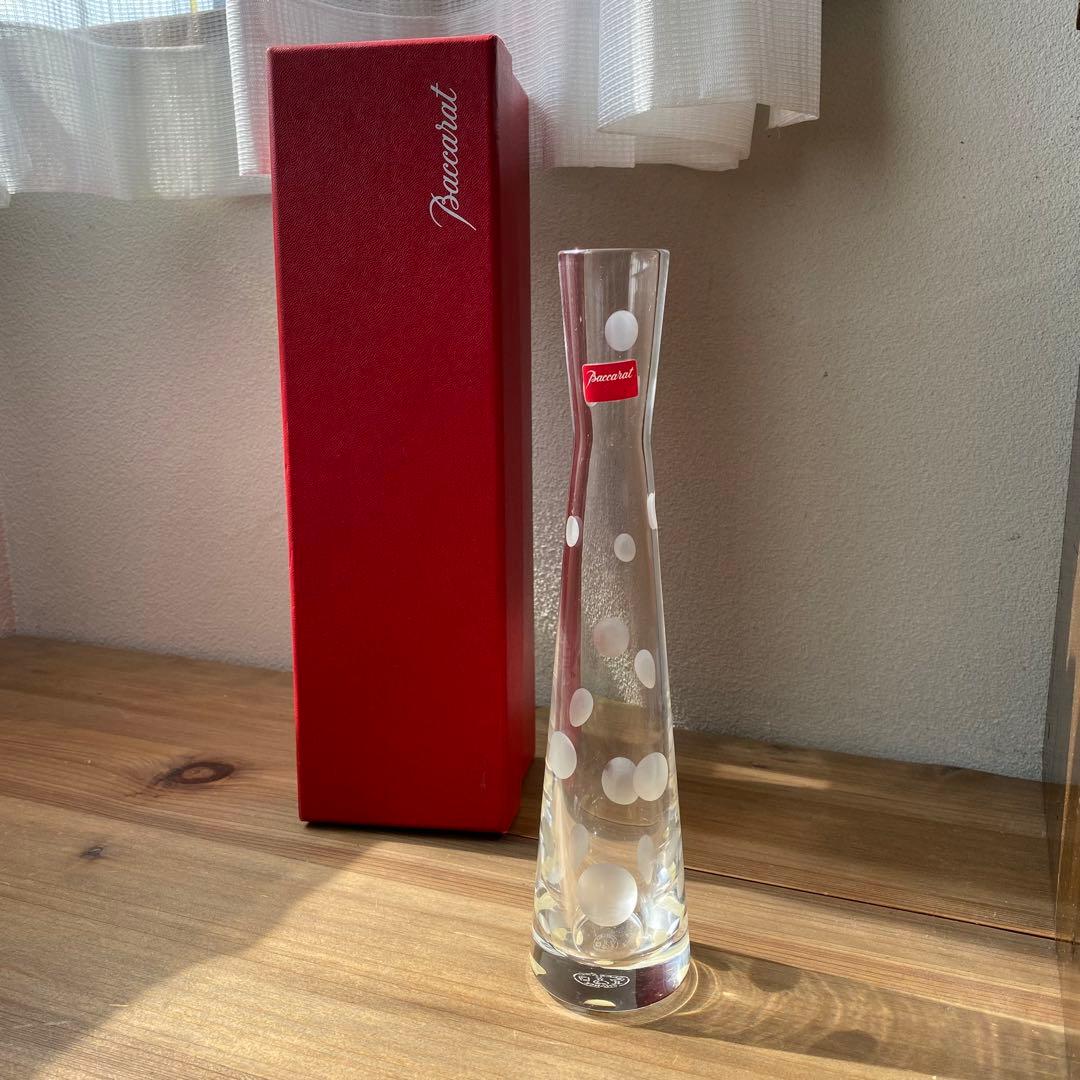 箱付き　Baccarat バカラ　水玉模様　花瓶　フラワーベース　一輪
