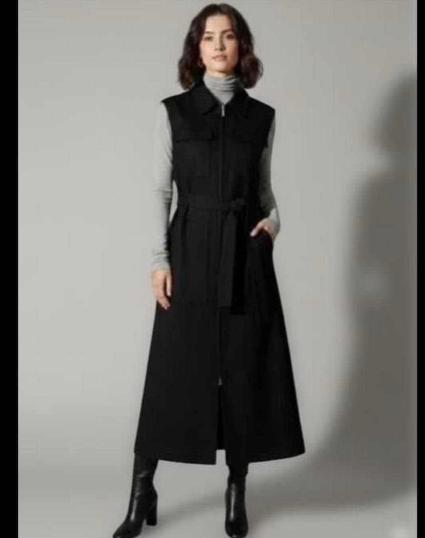 セオリーリュクス　ベスト　ジレ　ブラック　襟付き　38号　黒　ロング　フォーマル