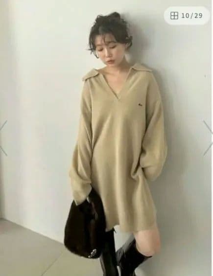 スナイデル/ラコステ/スキッパーニットワンピース