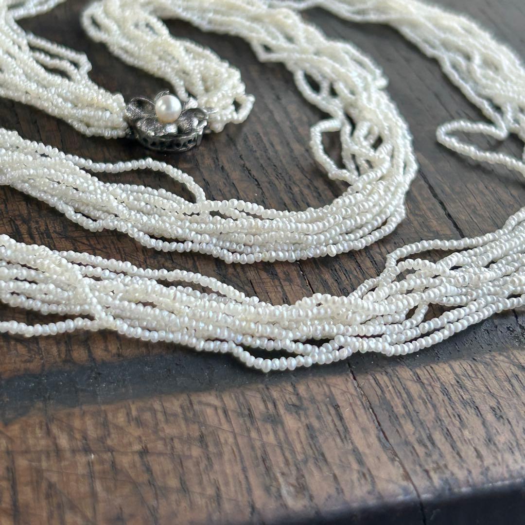 あこや本真珠　極芥子10連ロングネックレス　　砂芥子