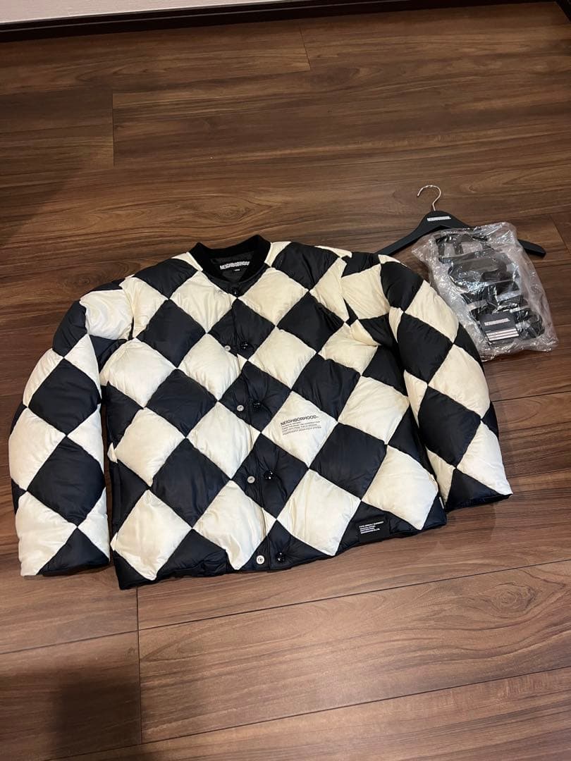 ジャケット・アウター NEIGHBORHOOD CHECKER DOWN JACKET L WHITE
