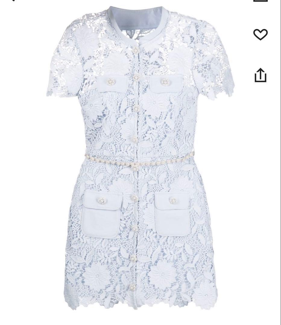 Self-Portrait スカイブルー レースミニドレス