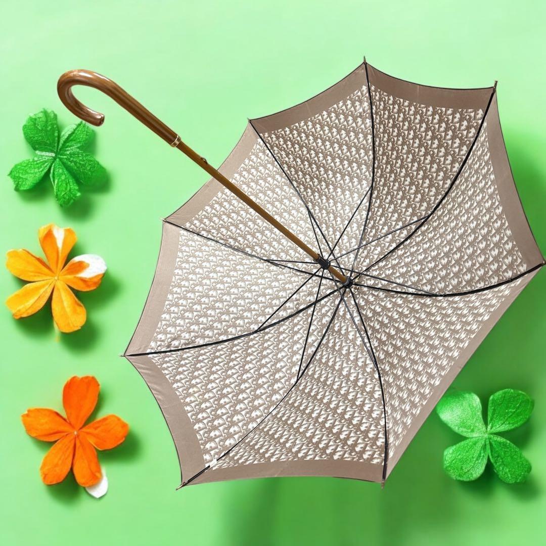 未使用品タグ付きクリスチャンディオール トロッターCD 傘 長傘 雨傘 茶90S