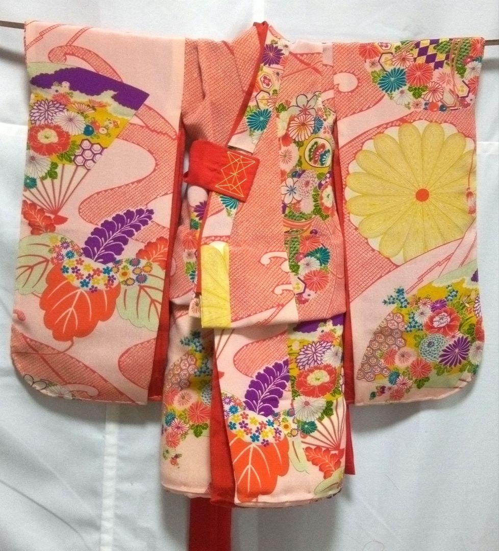 市松人形の着物　16号　ちりめん　比翼　古布　共八掛け