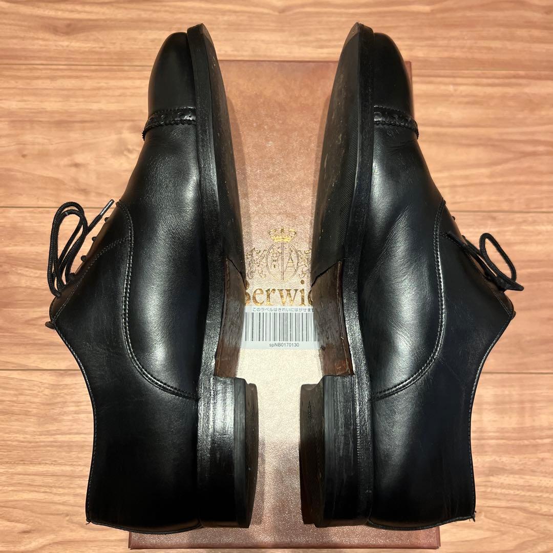 【中古】スペイン製 Berwick ブラックレザー ストレートチップ