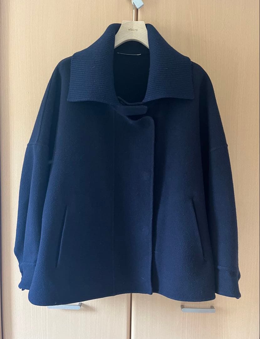 お値下！ebureエブール リバーウール リブニットカラー コート 36