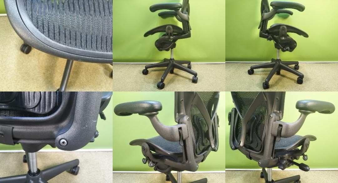 溶接エクレア　bk　アーロンチェア　Aサイズ　フル装備　レバー式可動肘