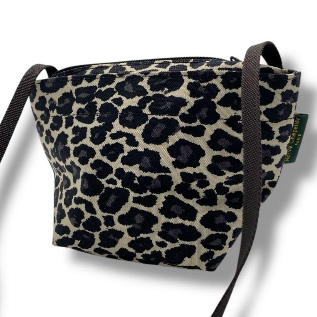 美品 エルベシャプリエ レオパード ショルダーバッグ ポシェット ナイロン 定番