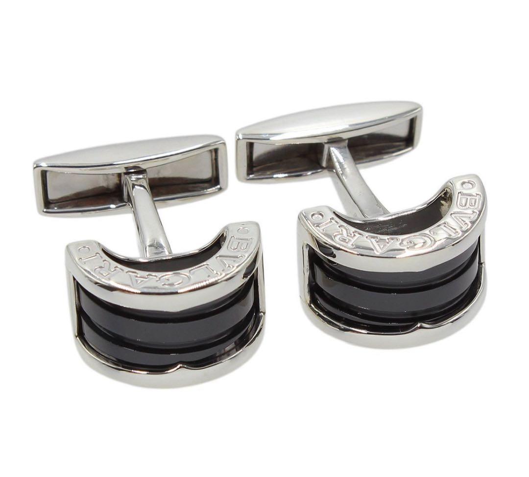 N2528 ブルガリ SV925×ブラックセラミック ビーゼロワン カフス