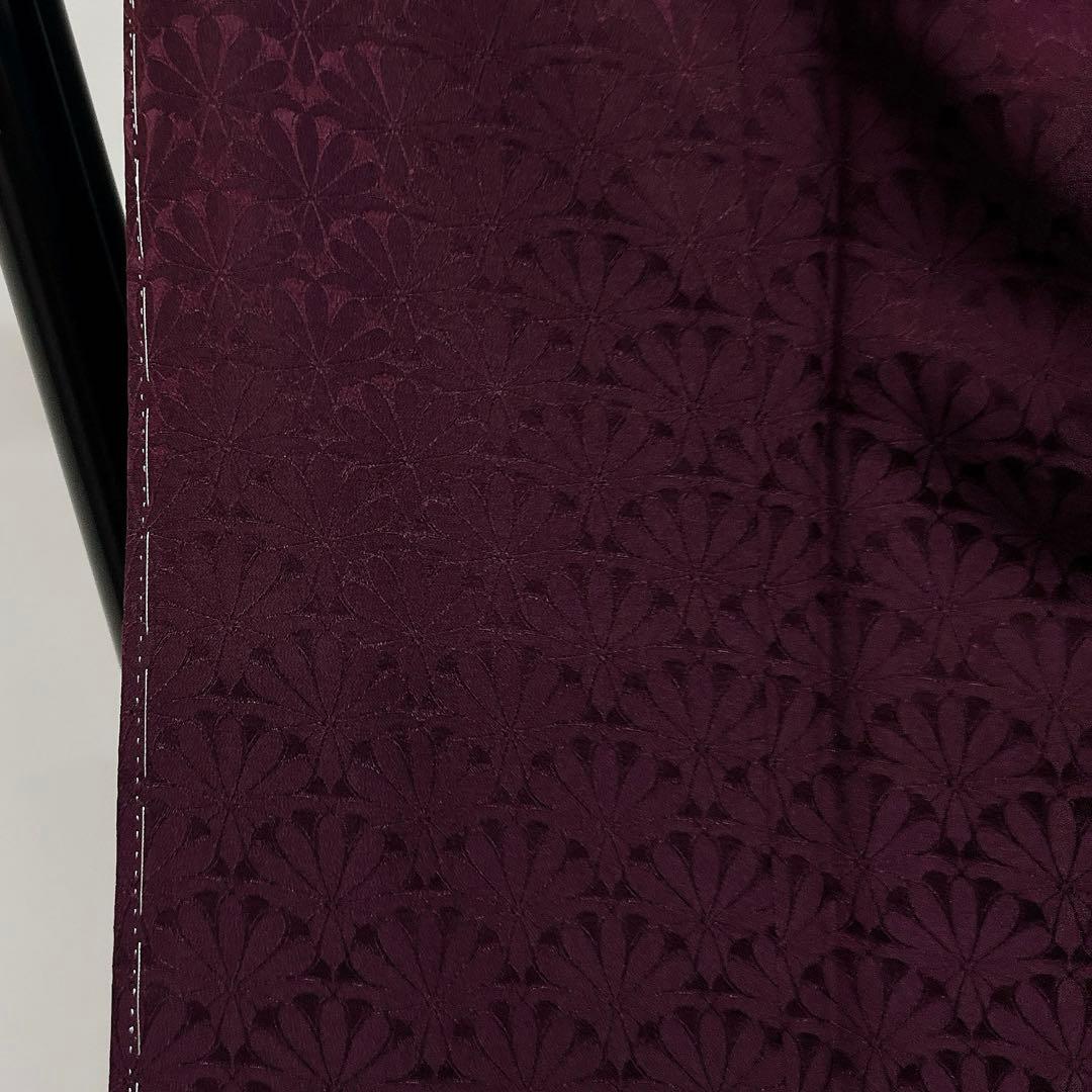 未着用　色無地　紋無し　菊青海波　パープル　ダークトーン　着物　023k