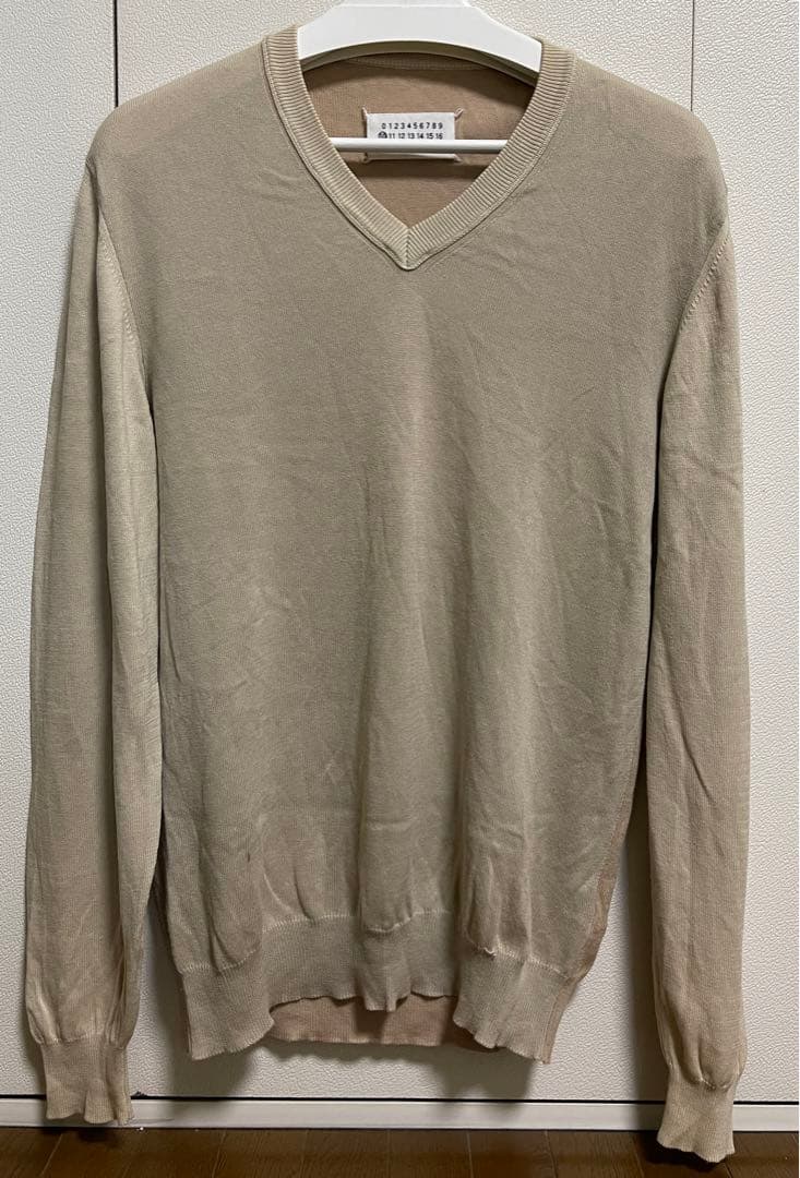 マルタンマルジェラ ベージュ Vネック セーター 長袖