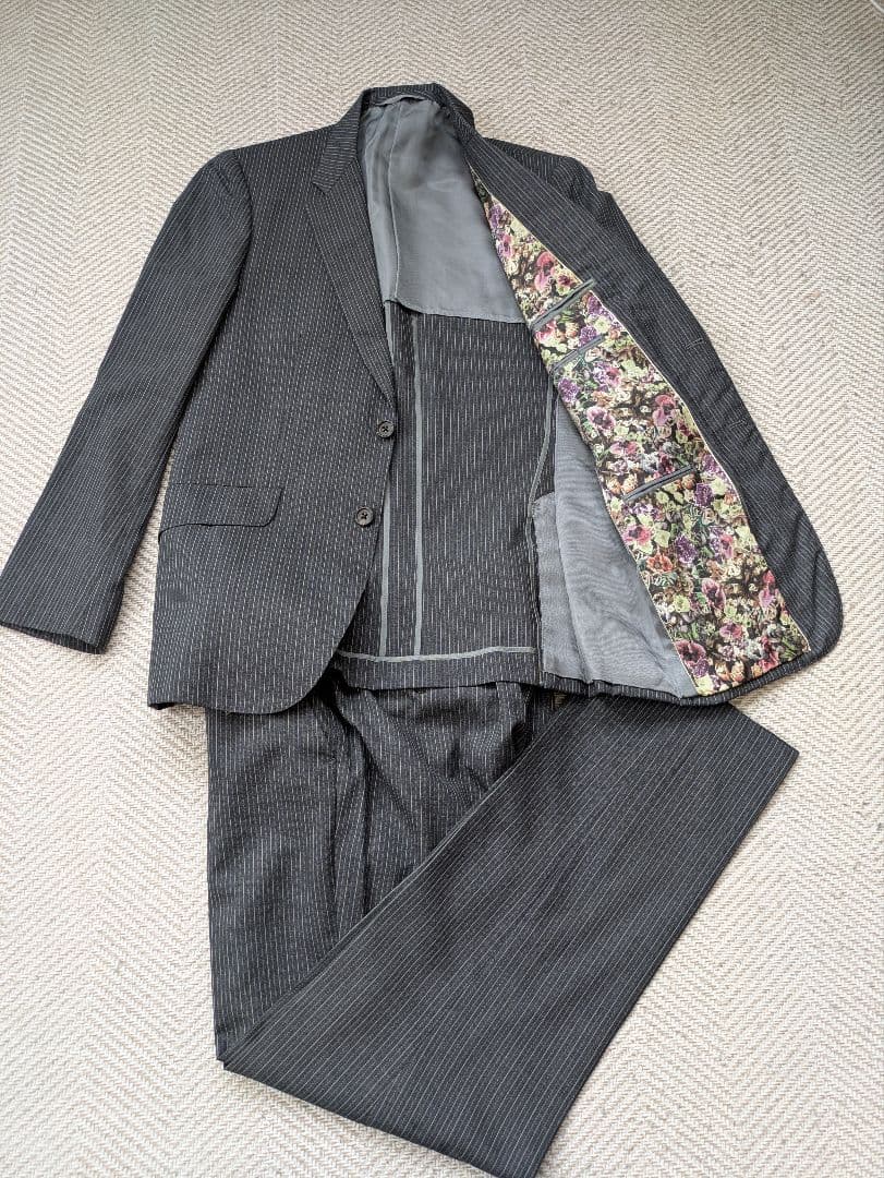 希少 最高級 ポールスミス セットアップ 花柄 ストライプ グレー