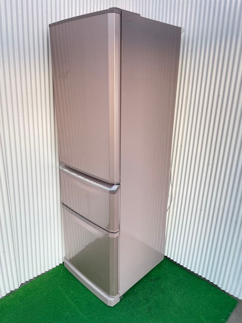 918三菱 おしゃれピンク 3ドア冷蔵庫 370L 自動製氷機能付き 静音 国産