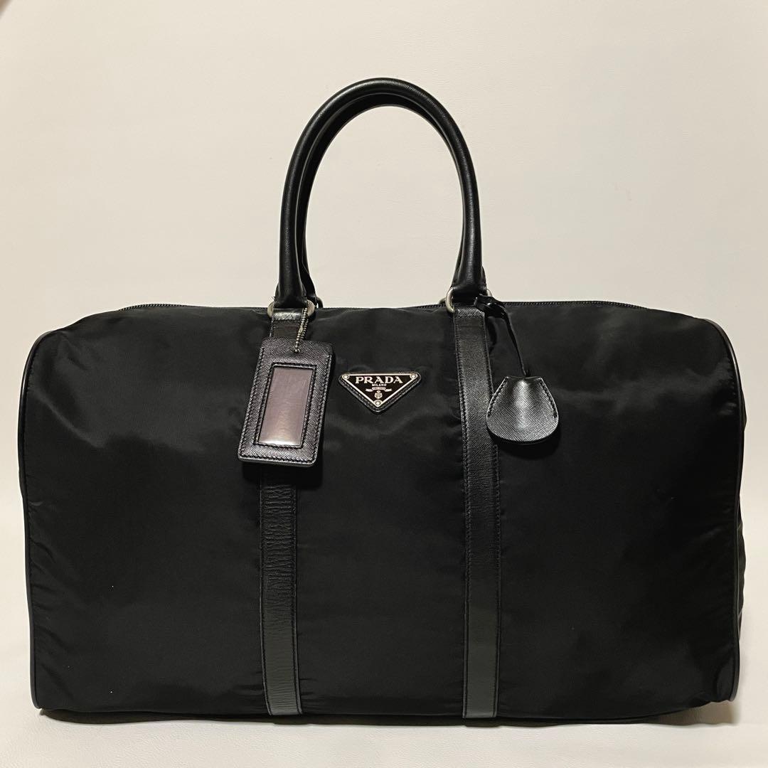 【美品】PRADA プラダ　ボストンバッグ　ナイロン　ブラック　大容量　メンズ