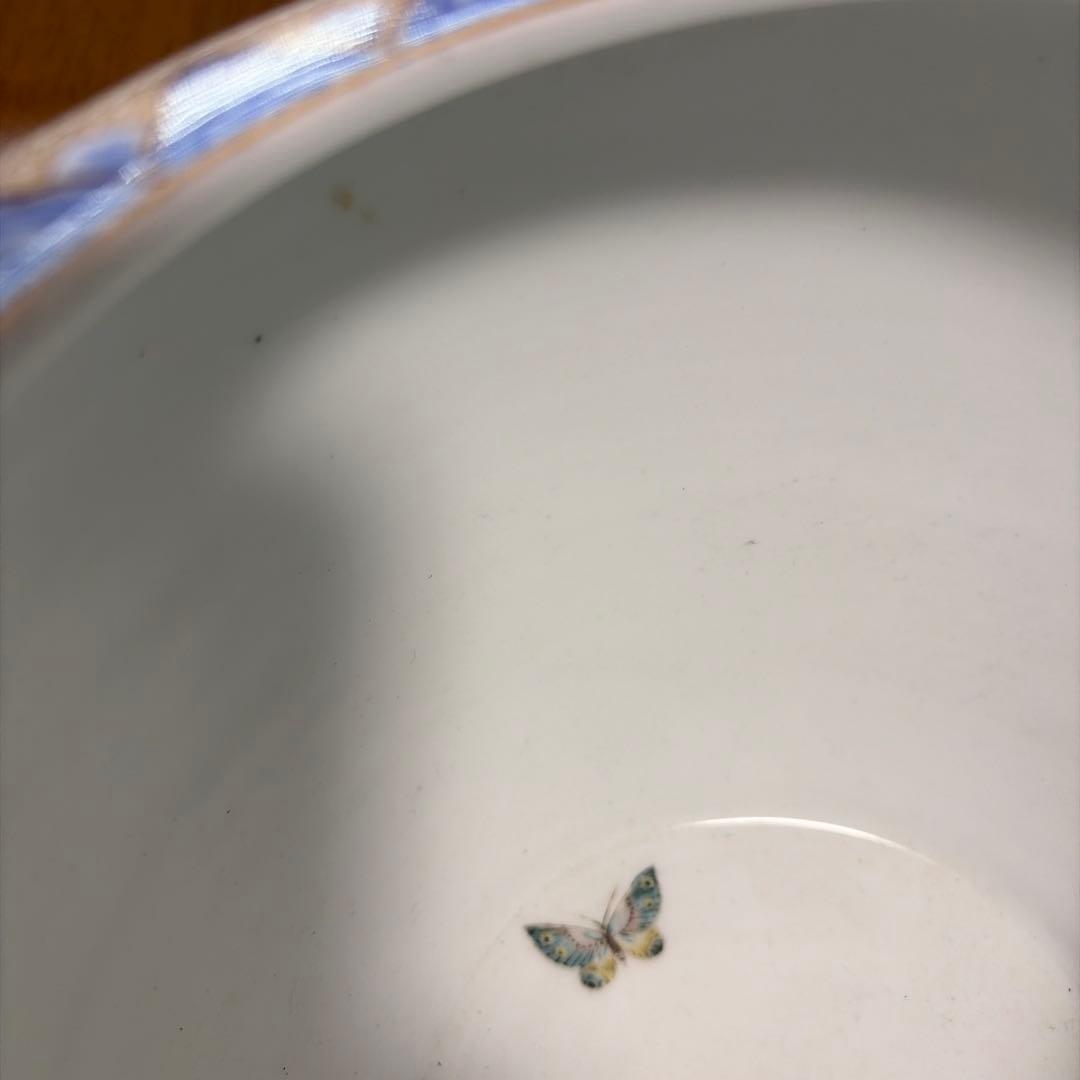 昭和の骨董 深川製磁 花瓶 芍薬 金縁 金彩 淡い青