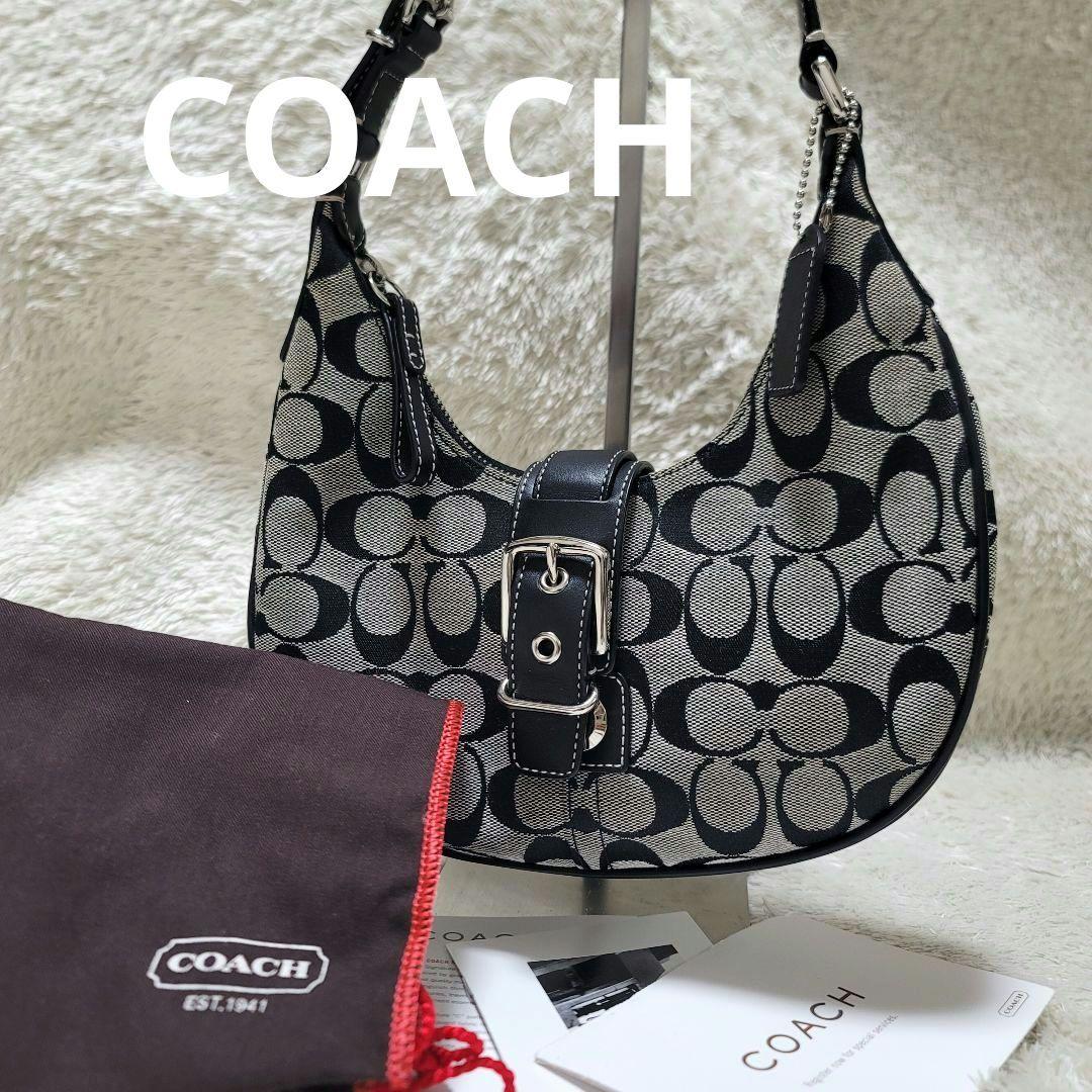 三日月型 極美品✨コーチ ハーフムーン ワンショルダー シグネチャー 専用袋
