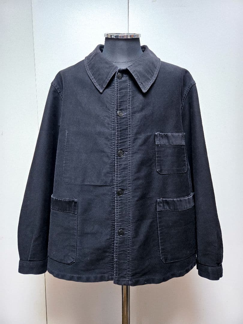 ヴィンテージ LE POPULAIRE ブラックモールスキン ワーク ジャケット