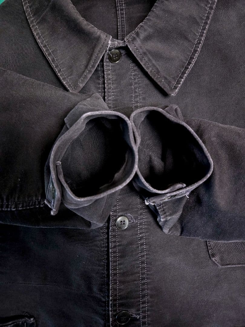 ヴィンテージ LE POPULAIRE ブラックモールスキン ワーク ジャケット