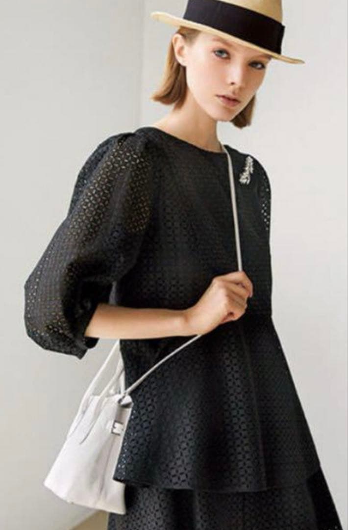 フォクシー　ブラウス　38 ブラック　Vacation アイレットレース