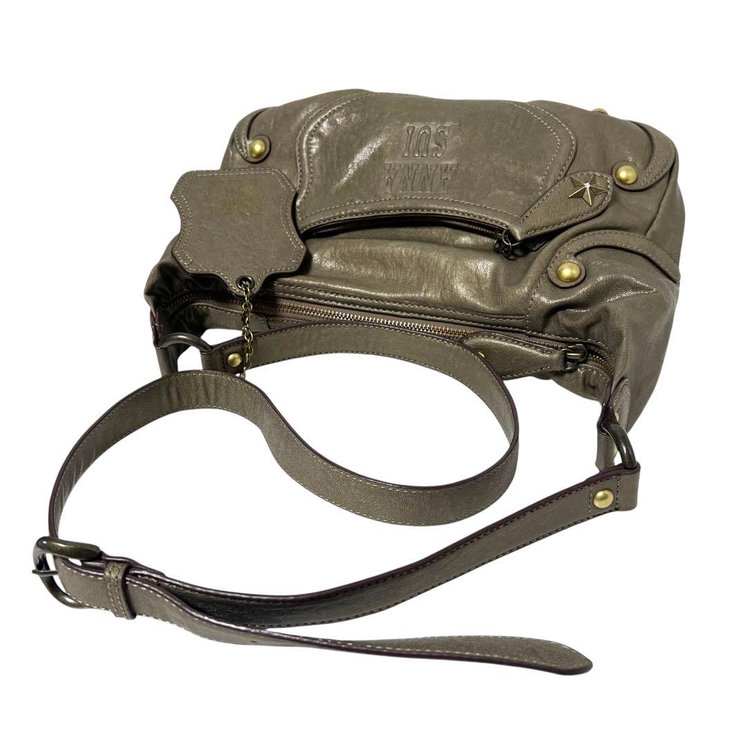 美品 ANNA SUI アナスイ ドリトル 斜め掛け ショルダーバッグ カーキ