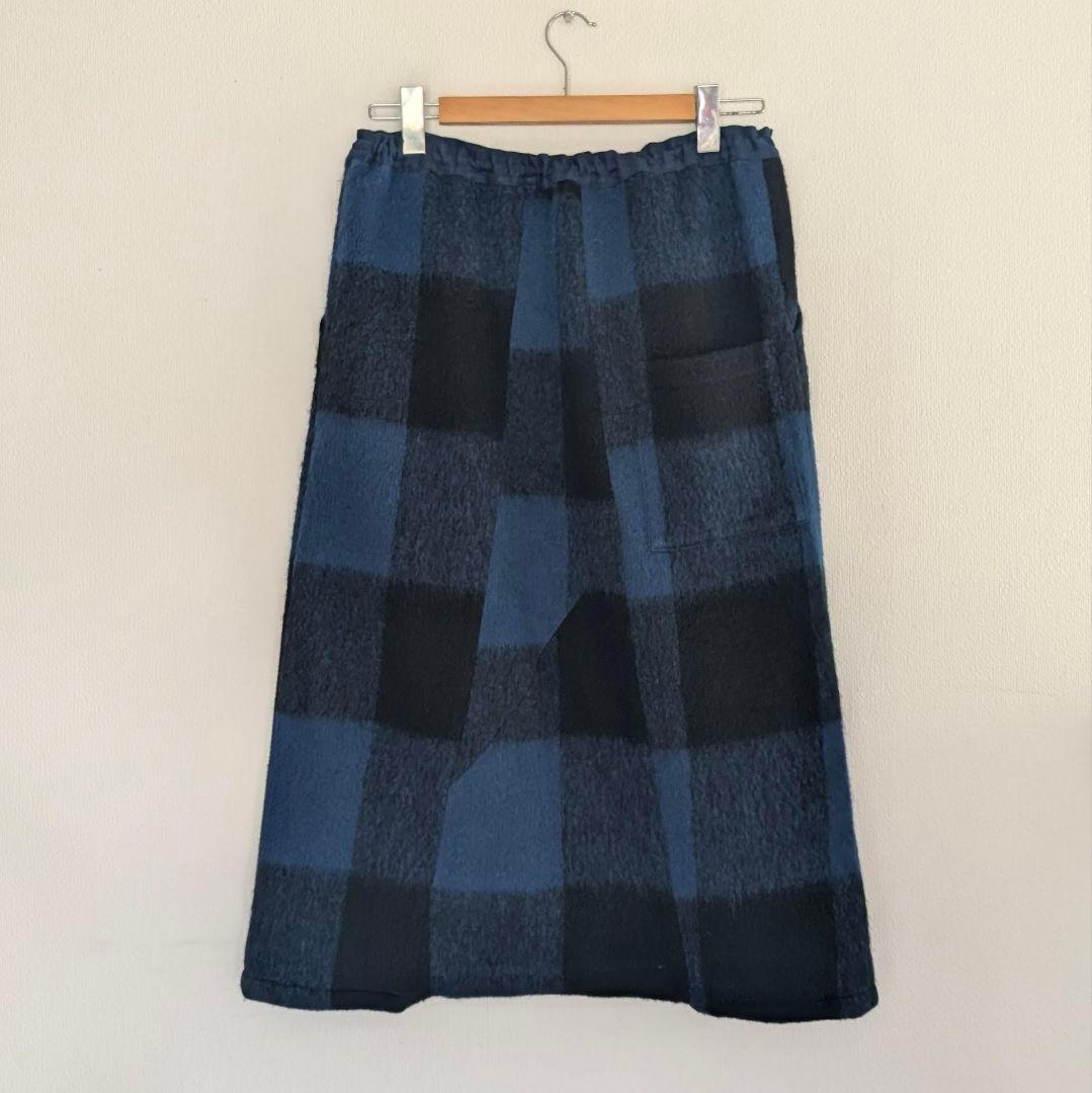 stof ストフ モヘア＆ウール ブロックチェック切り替え サルエルパンツ