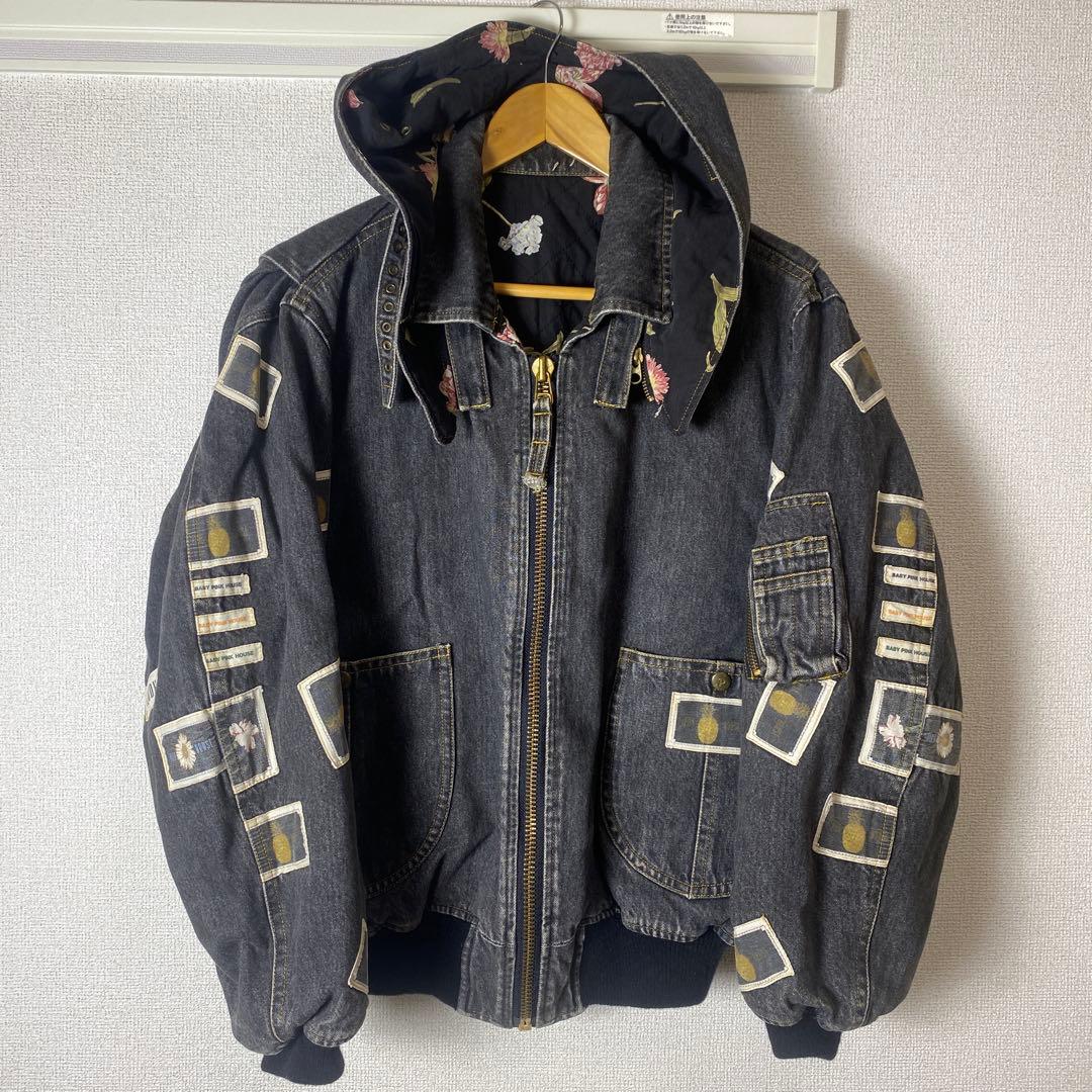 80's PINK HOUSEピンクハウス ブラックデニムジャケット ワッペン