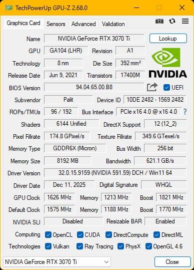 グラフィックボード・グラボ・ビデオカード Palit GamingPro GeForce RTX 3070 TI