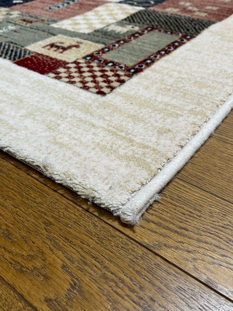 ウール100%パッチワークラグ 133x195 cm　中古