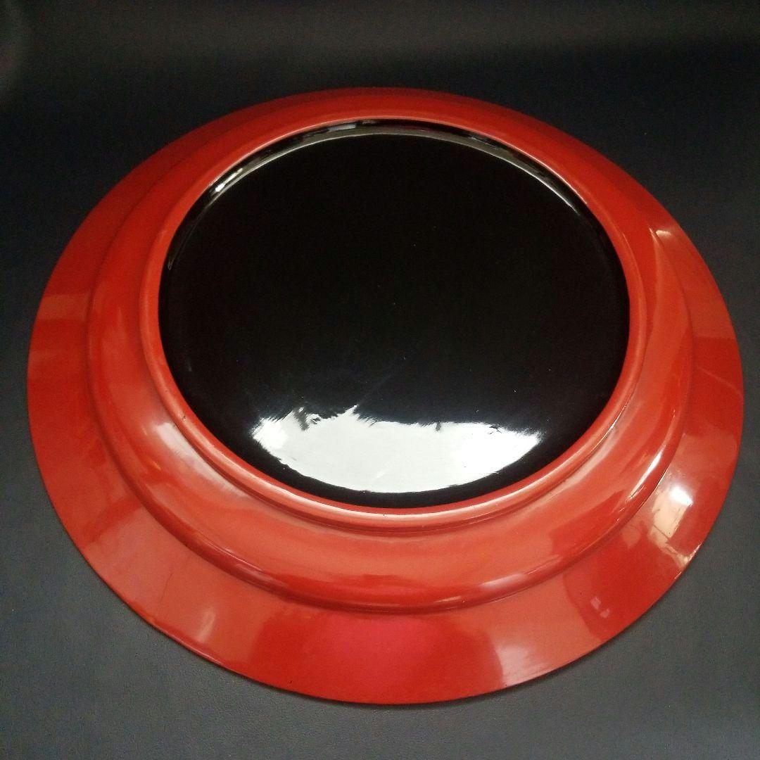 輪島塗 沈金 朱塗り 松竹梅 四季花 大皿 美術品 飾皿 約48cm1尺6寸